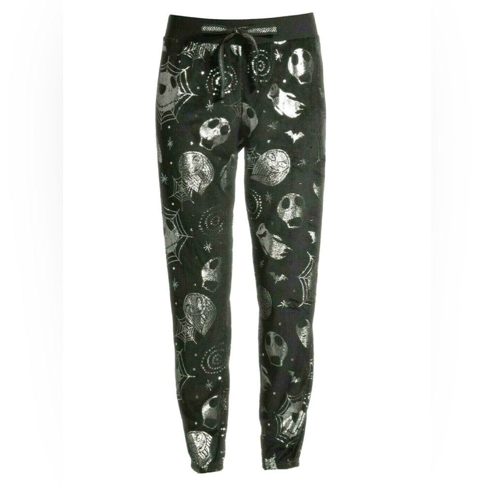 Disney Nightmare before Christmas Womens XL Pajama Joggers Lounge Black Silver